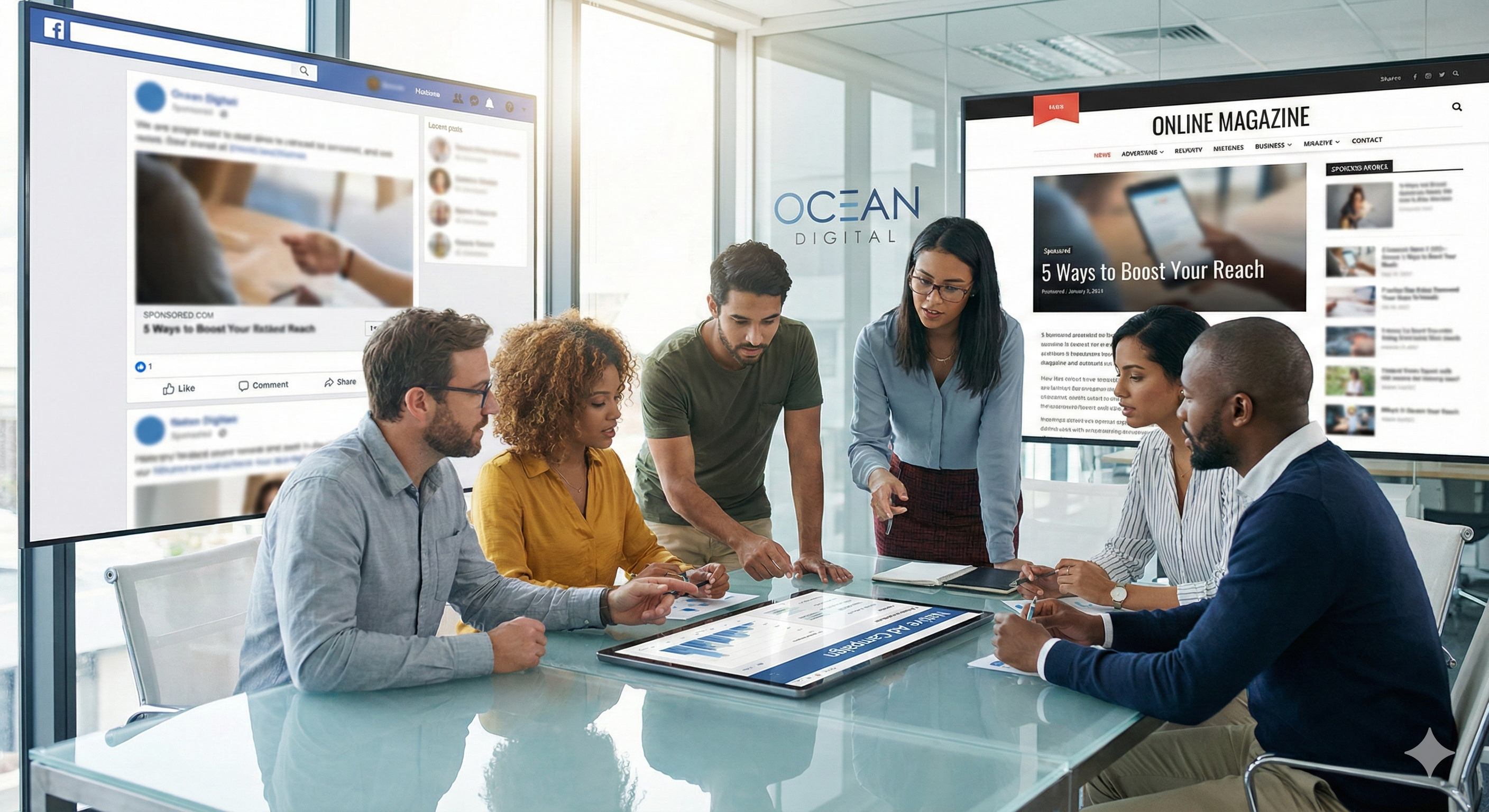 Ocean Digital Team working on analytics